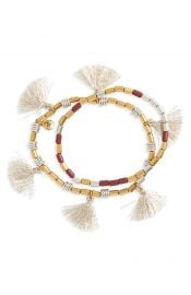 Madewell Set of 2 Beaded Tassel Bracelets in Rose at Nordstrom